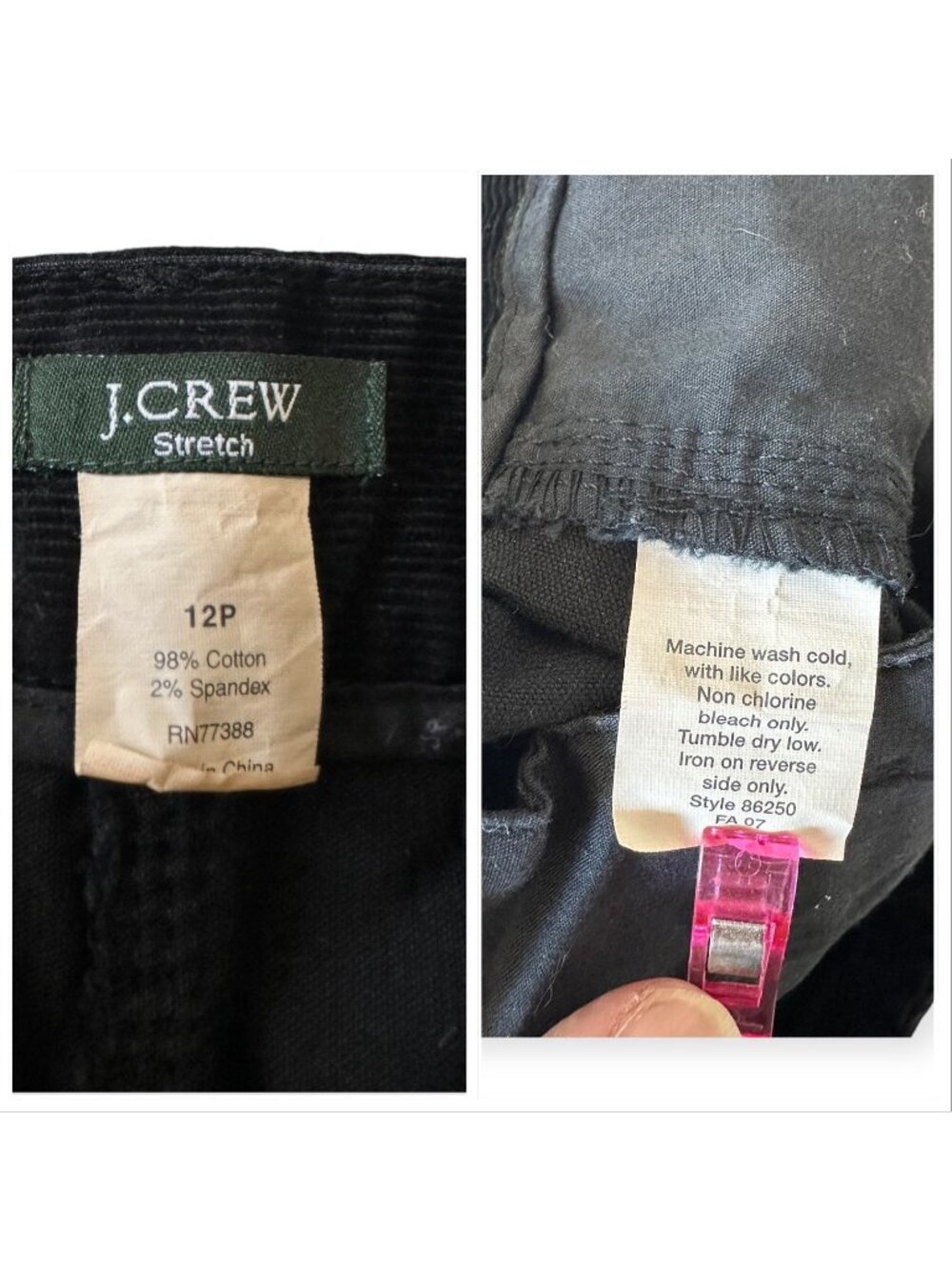 J. Crew Stretch Corduroy Skirt, Size 12P, Black - Picture 3 of 8
